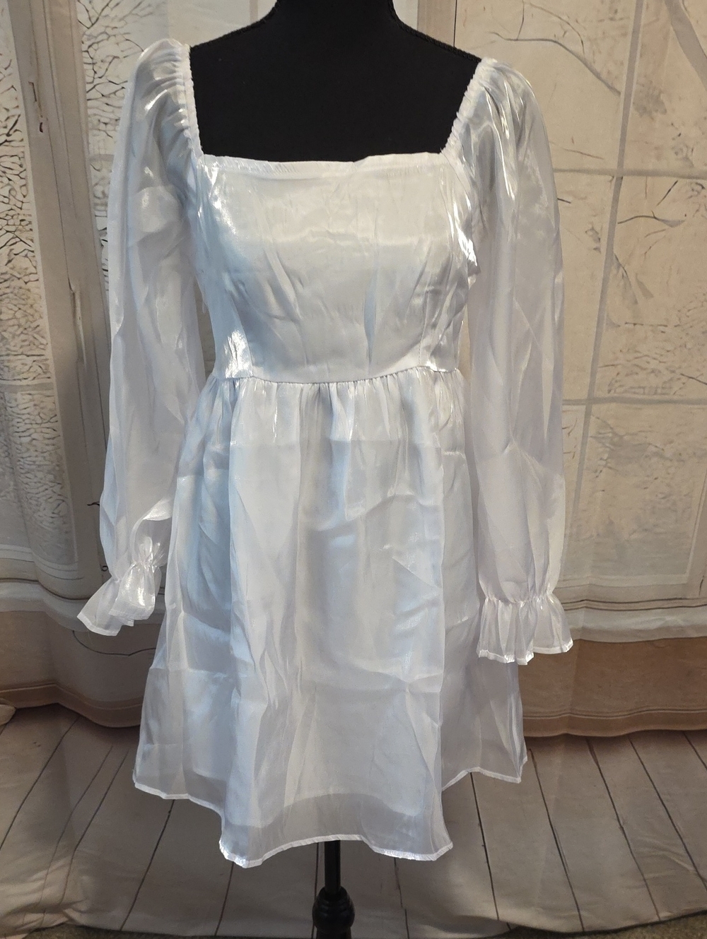 Kohl's White Sheer Smocked Bodice Mini Dress